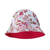 Bucket Hat - Cotton Canvas w/ Flower Print - Fuchsia